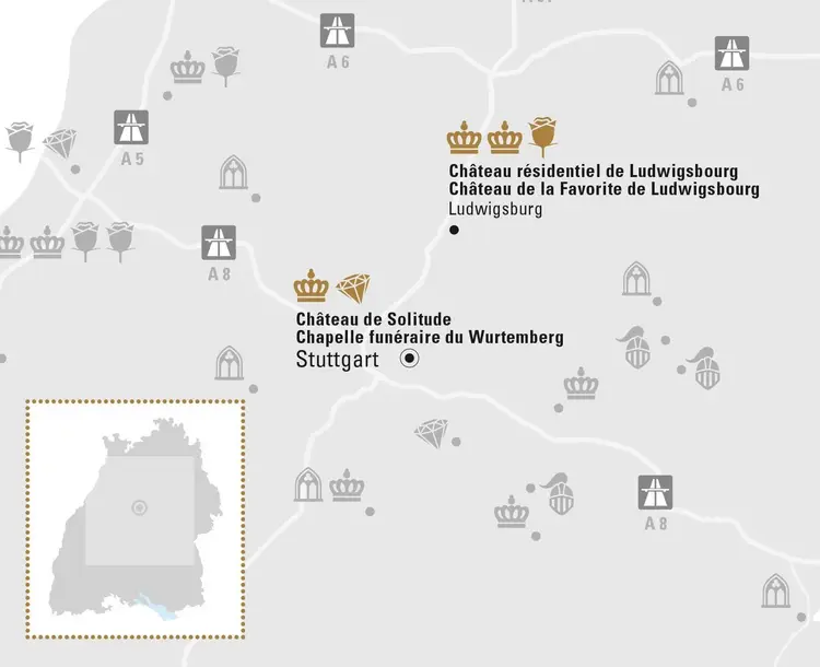 Visuel des Staatliche Schlösser und Gärten Baden-Württemberg, Illustration JUNG:Kommunikation Stuttgart et sa Région