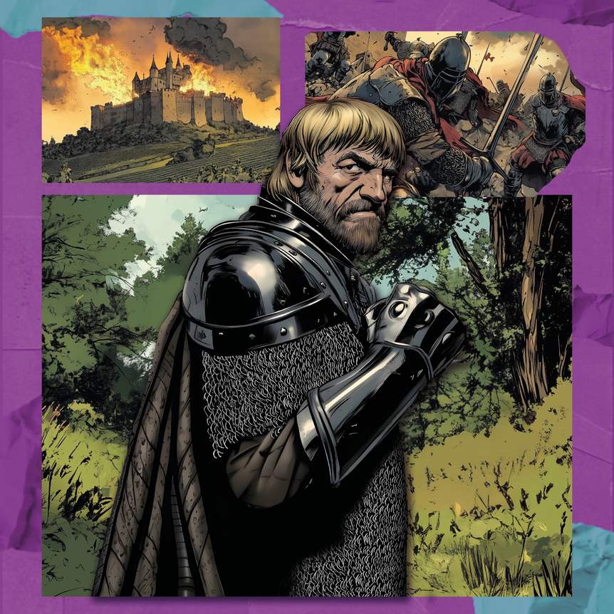 Illustration von Götz von Berlichingen zum Projekt "500 Jahre Bauernkrieg"