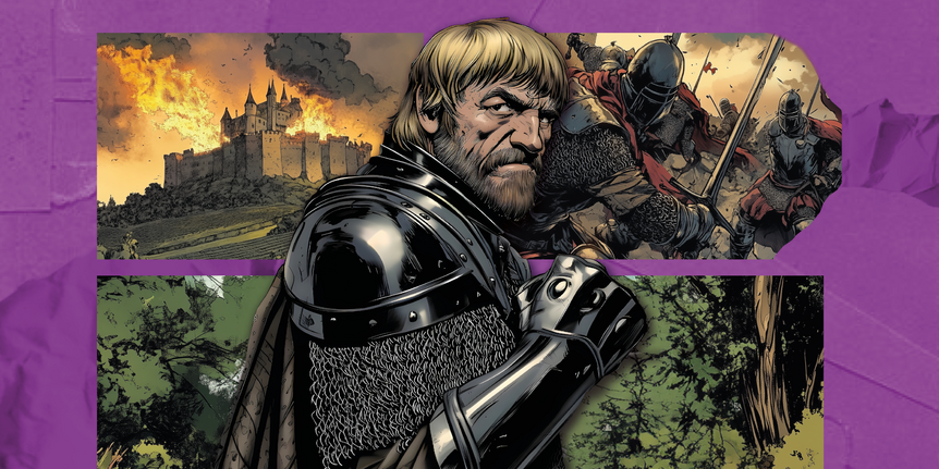 Illustration von Götz von Berlichingen zum Projekt "500 Jahre Bauernkrieg"